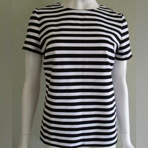 MICHAEL KORS Women’s Horizontal Stripe Ponte Top in Black & White ~Size L